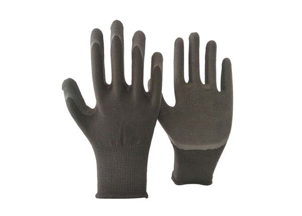 13 gauge black polyester black foam coated gloves